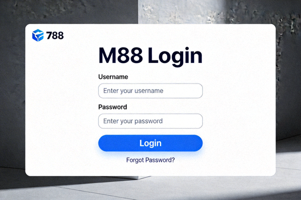 Contoh tampilan halaman login resmi M88 dengan kolom username dan password